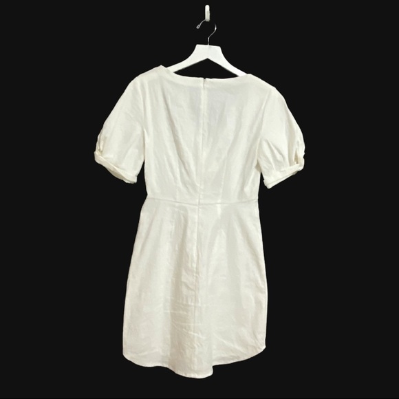NWT‎ A.L.C. Mirren Twist-Front White Linen Mini Dress - Picture 4 of 14